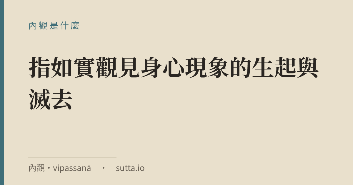金句：內觀是巴利語 vipassanā 的漢譯，由 vi（分別、透徹）與 passanā（看見）組成，指如實觀見身心現象的生起與滅去。